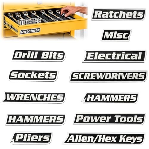 Magnetic Tool Box Labels, 12PCS