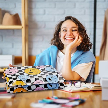 Fuxury Poly Mailers 10x13" 50pcs,Cute Shipping Bag for Clothes,Checkerboard - color: Smile Face, size: 10x13" 50pcs