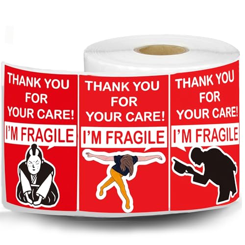 Funny Fragile Stickers for Shipping & Moving, 500pcs Waterproof Labels with Thank You for Care Design, 2x3 Inch Humor Decals for Safe Package - style: 2*3 inch fragile bow
