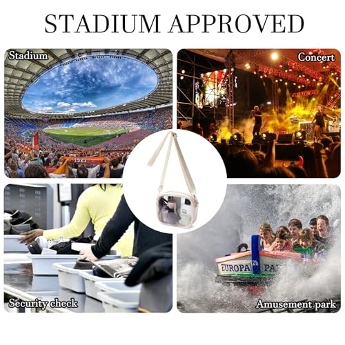 TOBVZOO Clear Bag Stadium Approved, Crossbody Transparent Bag for Concerts Sports Events, Purses for Men & Women - color: Beige
