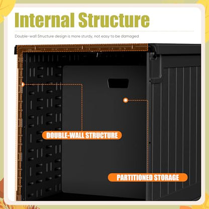Devoko HDPE 240 Gallon Deck Box Double-Wall with Divider - color: Black, size: 240 Gallon 1 Pack