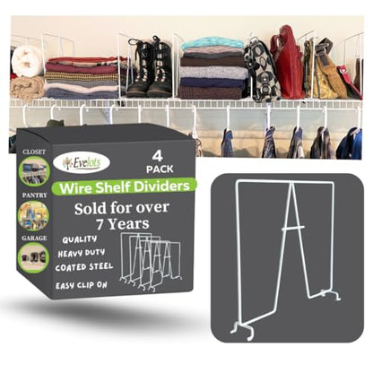 Evelots 4-Pack Wire Shelf Dividers, Tall Steel Closet Shelf Divider - size: Set of 4, style: WIRE Shelf Dividers