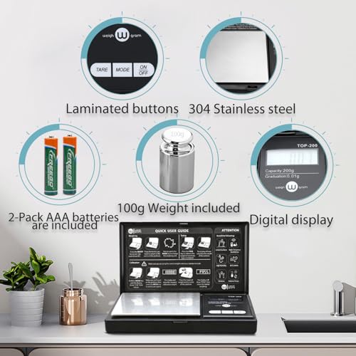 Digital Pocket Gram Scale 200g x 0.01g High Precision with 100g Calibration - size: 200g / 0.01g