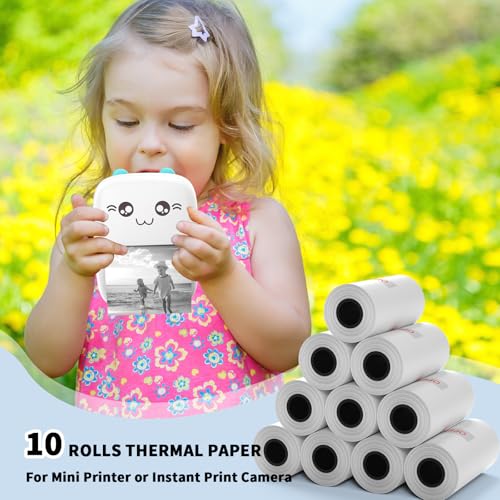 57x30mm Thermal Paper White 10 Rolls, Non-Adhesive Thermal Paper Roll for Mini Printer Instant Camera Printer Refill