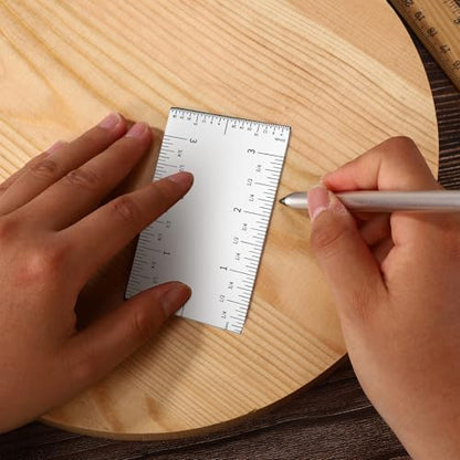3 Inch Pocket Ruler, Stainless Steel Square Precision Woodworking Pocket