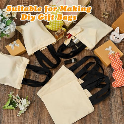 Amylove 24 Pcs Mini Canvas Tote Bags,8 X 10 Inch,Natural with Black Handle - color: Natural With Black Handle, size: 8 x 10 Inch