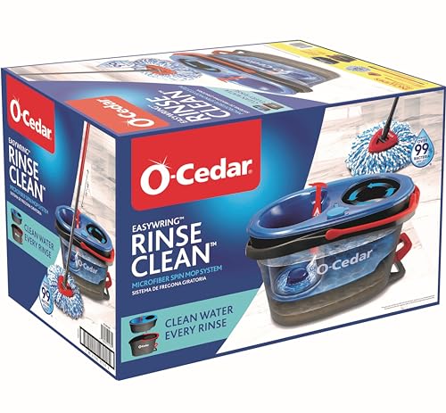 O-Cedar RinseClean Spin Mop & Bucket System + 1 Extra Mop Head | Clean with Clean Water | Removes 99% of Bacteria - color: Rinseclean Spin Mop & Bucket + 1 Extra Refill