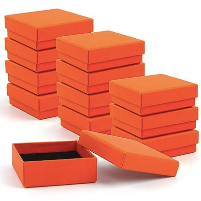 Coobbar Gift Box Necklace Earring Ring Box Gift Box,12 Pieces Square Cardboard Jewelry Gift Boxes,Cotton Filled Cardboard Paper Jewelry Box Gift Case (3.5x3.5x1.25 Inches) (Orange) - color: Orange