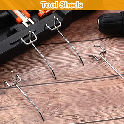 Funrous 100 Pack 4 Inch Stainless Steel Hooks for Pegboard, Silver - size: 4 Inch