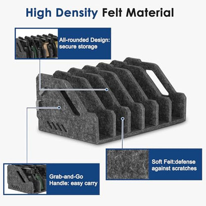 Pistol Rack for Gun Safe, Soft Felt, Handgun Rack, Revolver Firearm Holder - color: 6 Slots