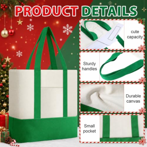 Sanwuta 12 Pcs Mini Canvas Tote Bags Bulk with Pocket Small Sublimation Blank Canvas Tote Reusable Grocery Bag for Women, DIY Craft (Red,Green) - color: Red,green