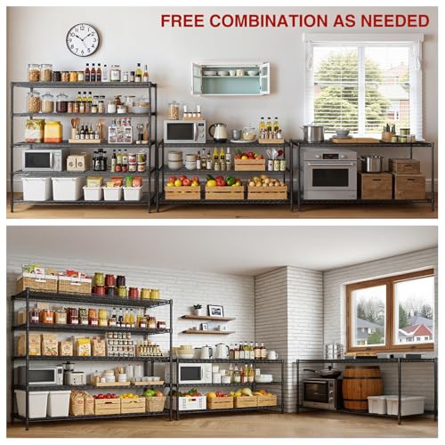 5 Tier Wire Shelving 2 Pack | 55”W Storage Shelves Heavy Duty | Rolling Wire Rack with Wheels | 3250 LBS Metal Shelving | Garage Shelving Units and Storage | Adjustable Layer Height | 55”W×18”D×73”H - size: 2pcs