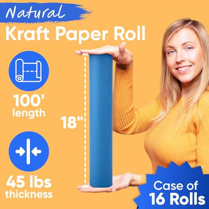 18" x 1200" (100 ft) Dark Blue Kraft Paper (Case of 16 Rolls), Made in USA - color: Dark Blue, style: Bulk Case - 1 Color