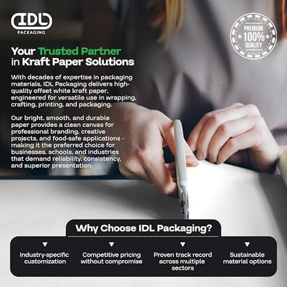 IDL Packaging White Flower Wrapping Paper, 18"x1200" (100 feet) - USA-Made Premium 50lb Thick Bouquet Wrapping Paper - Elegant Flower Wrap Roll for Weddings, Ceremonies & Special Events - color: White, size: 18" X 100 Feet