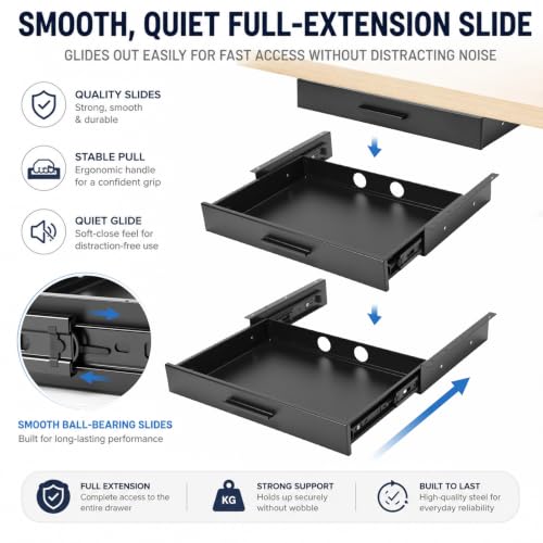 Menkxi 18 x 12 in Under Desk Drawer,Slide out Storage Organizer Heavy Duty - size: 18 x 12 in