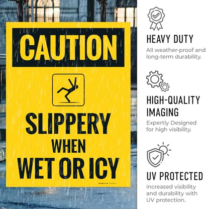 Caution Slippery When Wet Or ICY Sidewalk Sign Kit, (SI-76037) - size: 18x24 Inches, style: 2 Pack - Replacement Panels