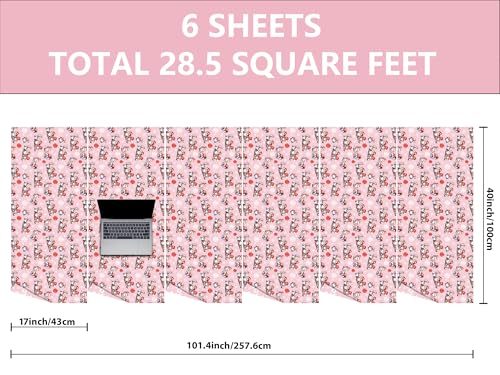 Dtiafu Reversible Gnome Wrapping Paper Roll Red Gnome and Joy Lettering Design Gift Wrap Sheets for Holiday Winter Party Packing Supplies - Total 28.5sq.ft - color: Pink Gnome