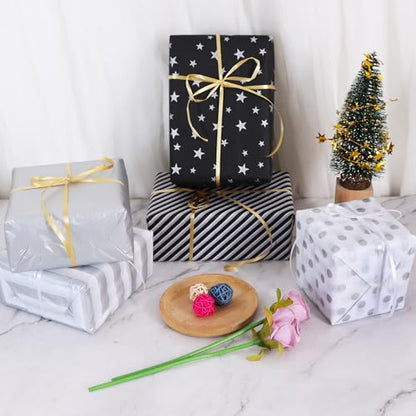 BEISHIDA 100 Sheets Black Silver Tissue Paper Bulk for Gift Wrapping Bags - color: balcksilver
