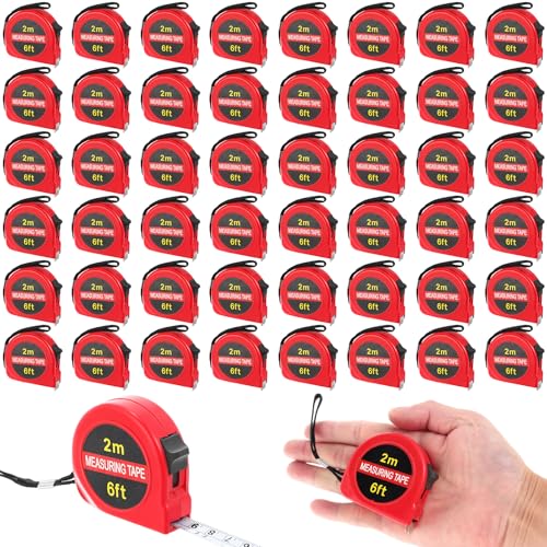 Copkim 50 Pcs 6 ft Mini Tape Measure Retractable Bulk,Red - color: Red