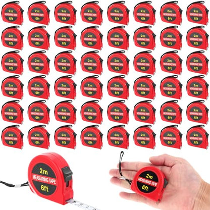 Copkim 50 Pcs 6 ft Mini Tape Measure Retractable Bulk,Red - color: Red