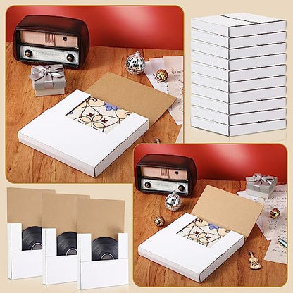 Fuutreo 100 Pack 7 Inch Vinyl Record Mailers, 45 RPM Easy Fold Cardboard