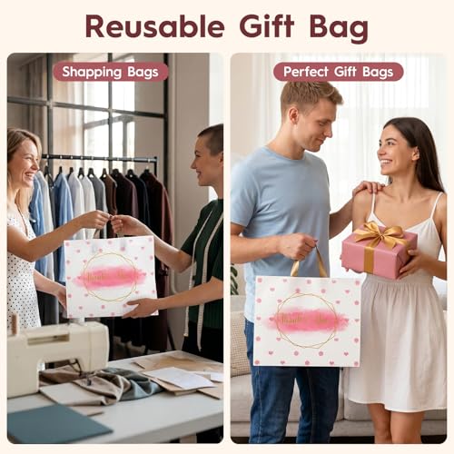 WAKAKO Plastic Thank You Shopping Bags, 12x15 Inch Retail Merchandise Gift Bags for Small Business Boutique, 60 Pack - size: 12 x 15 inches (Pack of 60)