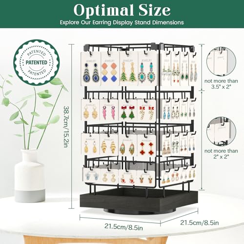 EsLuker.ly Rotating Earring Display Holder Stand for Vendors Selling, Black - color: Black+Black