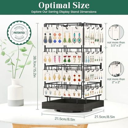 EsLuker.ly Rotating Earring Display Holder Stand for Vendors Selling, Black - color: Black+Black