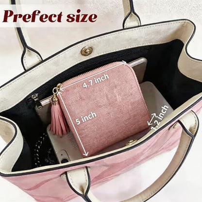 Small Travel Jewelry Pocket Case with Zipper for Women - color: Pink
