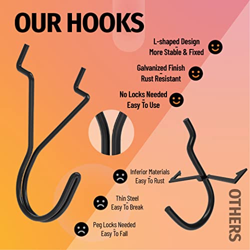 HUHOLE 80 Pack 1 Inch Black Pegboard J Hooks - style: 1" J-Hook 80PC Black