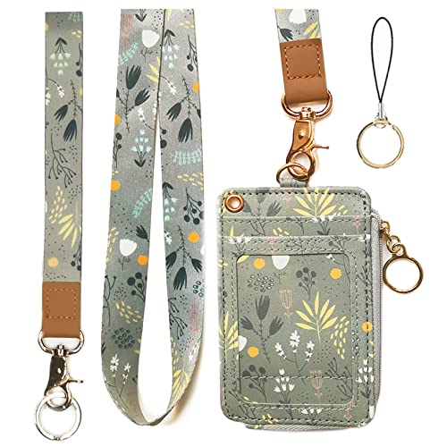 bolimoss Lanyard with Wallet,Zip ID Case with Lanyard,Lanyard Badge Holder,Lanyard Wallet for Women,Fashion Lanyard Wallet, ID Case Wallet with Lanyard（ Light Grey ） - color: Light Grey