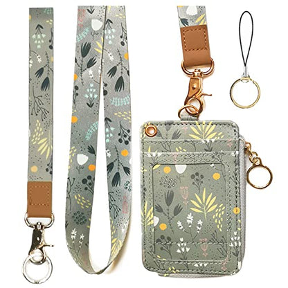 bolimoss Lanyard with Wallet,Zip ID Case with Lanyard,Lanyard Badge Holder,Lanyard Wallet for Women,Fashion Lanyard Wallet, ID Case Wallet with Lanyard（ Light Grey ） - color: Light Grey