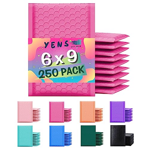 Yens Bulk Hot Pink Poly Bubble Mailers 6x10 250 Pack Usable 6x9 - color: Hot Pink, size: 6" x 10"