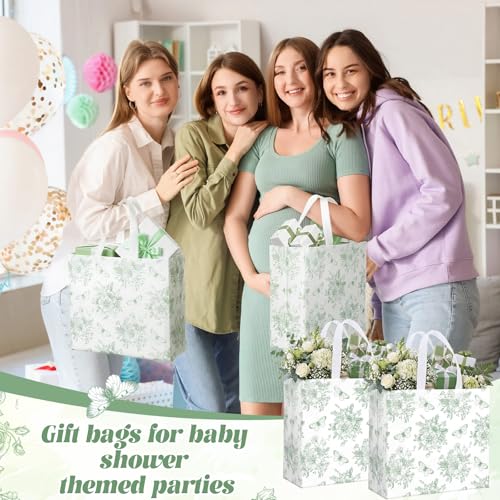 Abbylike 30 Pcs Thank You Gift Bags Floral Reusable Gift Bag Sage Green - style: Green Floral