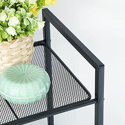 SONGMICS 5-Tier Storage Rack, Bathroom Shelf, Extendable Plant Stand - color: Black, size: 5 Tiers