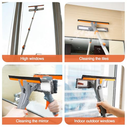 Eazer 76" Spray Window Washing Kit with Extension Pole & Streak-Free Pads - size: 76inch