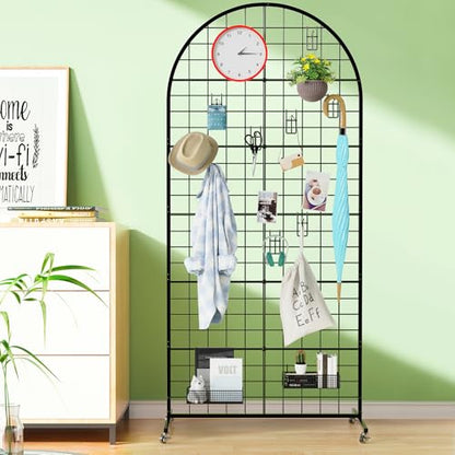 Aseem Metal Grid Wall Panels Display Stand Black Movable 2.6x5.8FT, 1PCS - color: Black, size: 5.8 FT