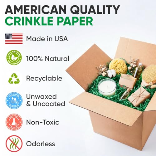 1 Cu Ft Ready To Ship Carton with Green Crinkle Paper Filler 12x12x12" - color: Green, size: Double Wall Box