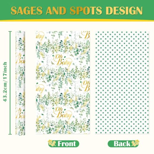 WERNNSAI Green Sage Wrapping Paper - 16.4 ft Baby Shower Wrap Paper - color: Green