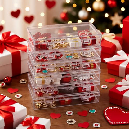 Goodma 6 Pieces Rectangular Empty Mini Clear Plastic Organizer Box - size: 180 x 110 x 30 mm