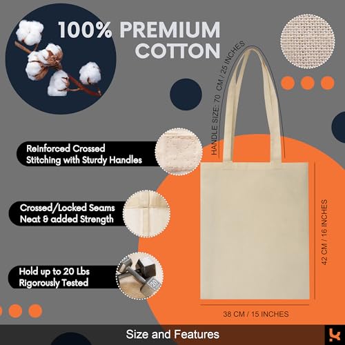 5|6|12|24 Pack Cotton Canvas Tote Bags, Reusable Shopping Grocery Bag, 16”x15” Blank Bulk Cloth Bags for DIY & Promo - color: Navy