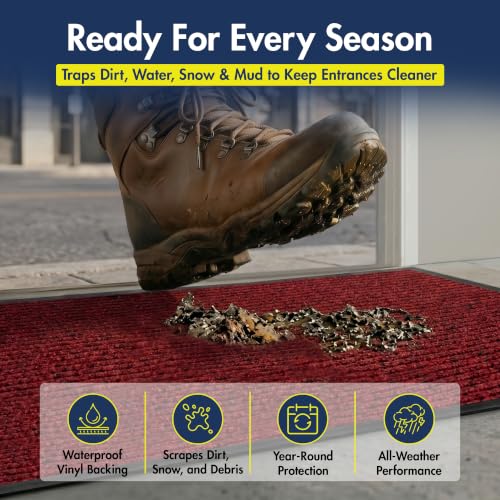 Notrax 109 Industrial Door Mat, 2' x 3' Red, Made in the USA - color: Red / Black, size: 2' x 3' (Rectangular)