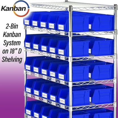 Akro-Mils 30237 AkroBins Plastic Storage Bins, 9"x6"x5", Blue, 12-Pack - color: Blue