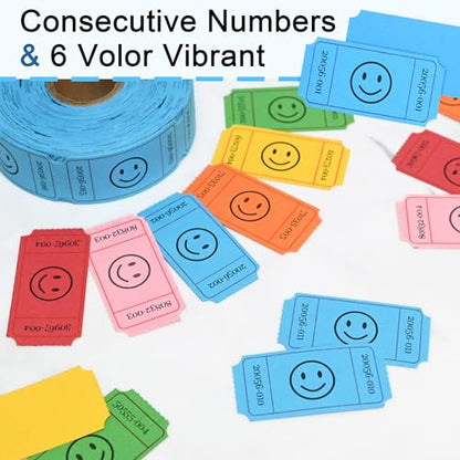 LLIKED 500 Raffle Tickets 1x2inch Smile Blue Single Roll for Events - color: Blue, size: 1"x2"
