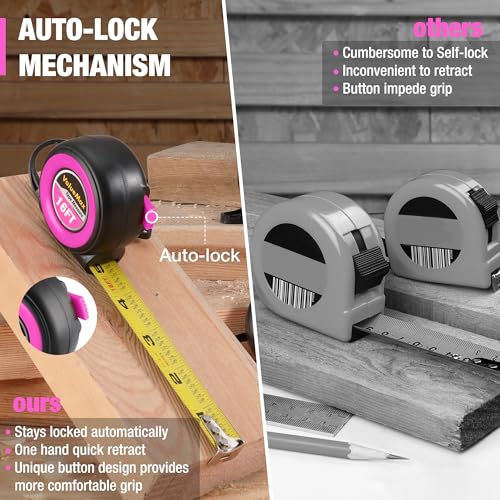 ValueMax Tape Measure, 6 Pack 16FT Measuring Tape Retractable, Purple - color: Purple