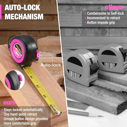 ValueMax Tape Measure, 6 Pack 16FT Measuring Tape Retractable, Purple - color: Purple