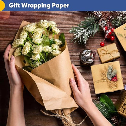 Vanhench Brown Wrapping Paper Roll, 36" x 2400" (200') - color: Brown, size: 36" X 200'
