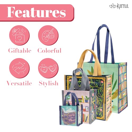Karma Tiny Reusable Gift Bags, Tote Bag and Gift Bag with Handles, Perfect for Birthday Gifts and Party Bags RPET 1 Hedgehog - color: Happy Day