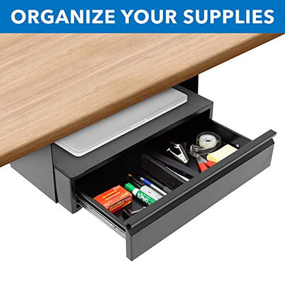 Mount-It! Under Desk Pull-Out Drawer with Shelf, Steel, 20.2 in, 11 lb Cap - size: Tall