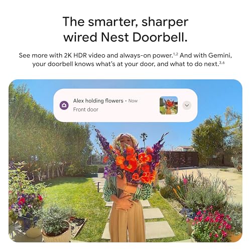 Google Nest Doorbell (Wired, 3rd Gen) - 2K Video, Live View - 2025 - Linen - color: Linen, style: Wired
